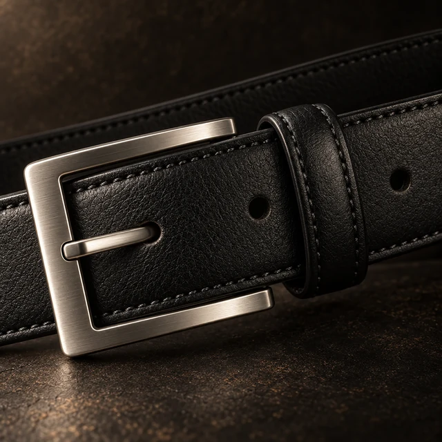The Line — close concept study: buckle, keeper and edge stitching