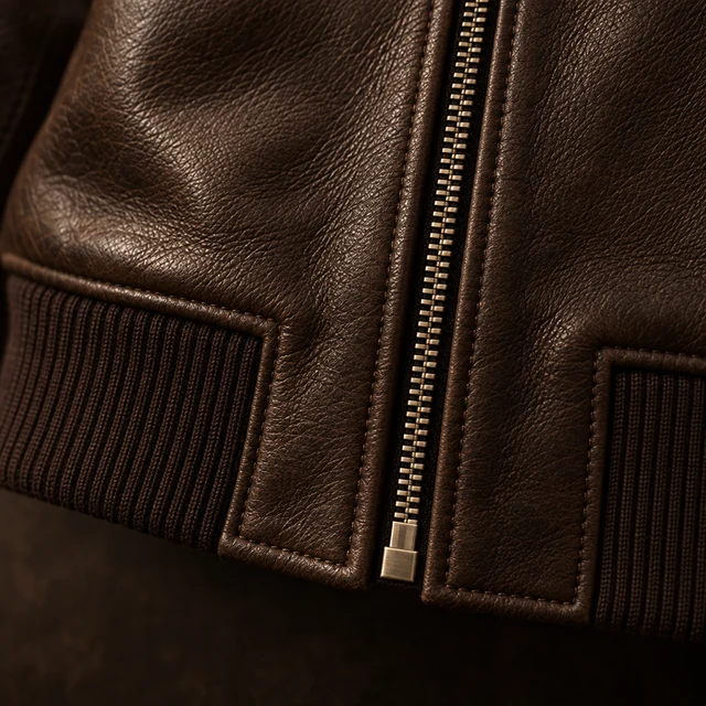 The Aviator — close concept study: collar, zip line and stitching