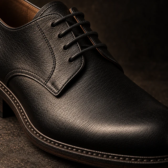 The Derby — close concept study: upper, sole edge and stitching