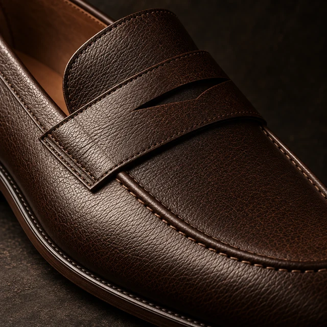 The Penny — close concept study: upper, sole edge and stitching